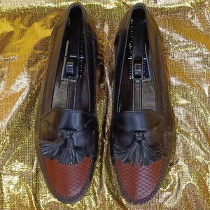 BRAGANO MEN'S BROWN BLACK SLIP-ON UPPER WEAVE MADE IN ITALY 10.5 M EXCELLENT
